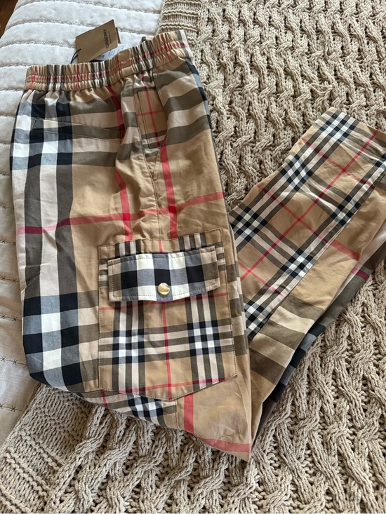 Burberry Other - Burberry Tan Black White Red Plaid Kids Trousers
